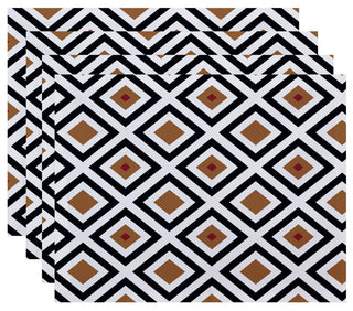 Diamond Mayhem Geometric Print Placement, Caramel, Set of 4