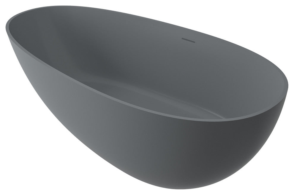 67in Solid Surface Freestanding Bathtub in Matte Black, Matte Grey