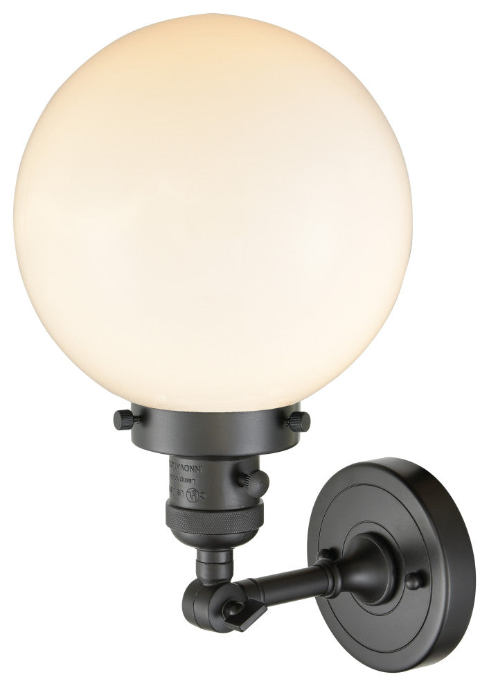 Beacon 1-Light Sconce, Oil Rubbed Bronze, Glass: Matte White Cased