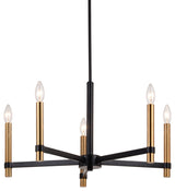 Vaxcel Lighting H0267 Damen 5 Light 25"W Taper Candle Style - Matte Black /