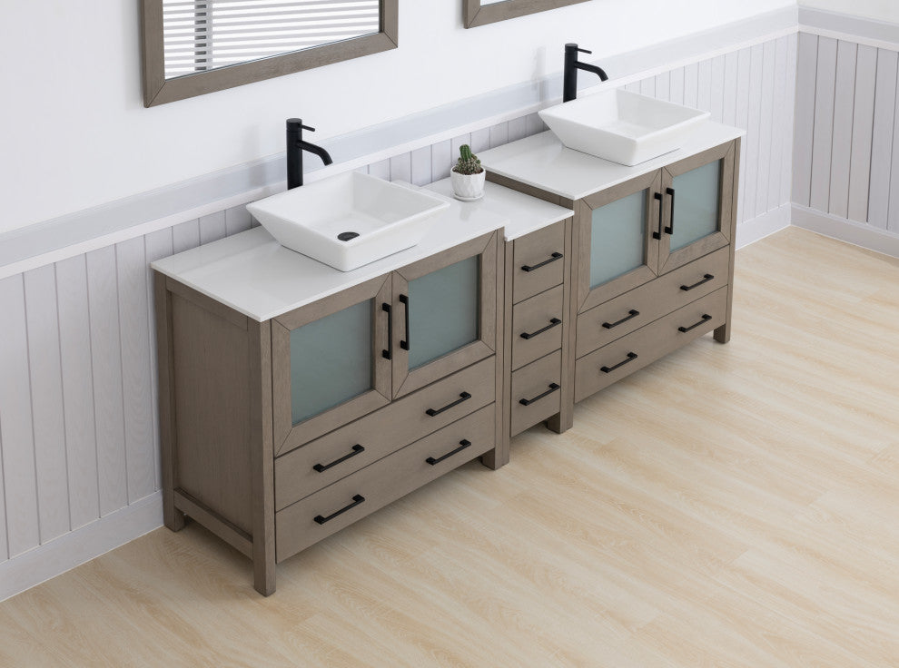 Vanity Art Vanity Set With Vessel Sink, Driftwood Gray, 84", Standard Mirror