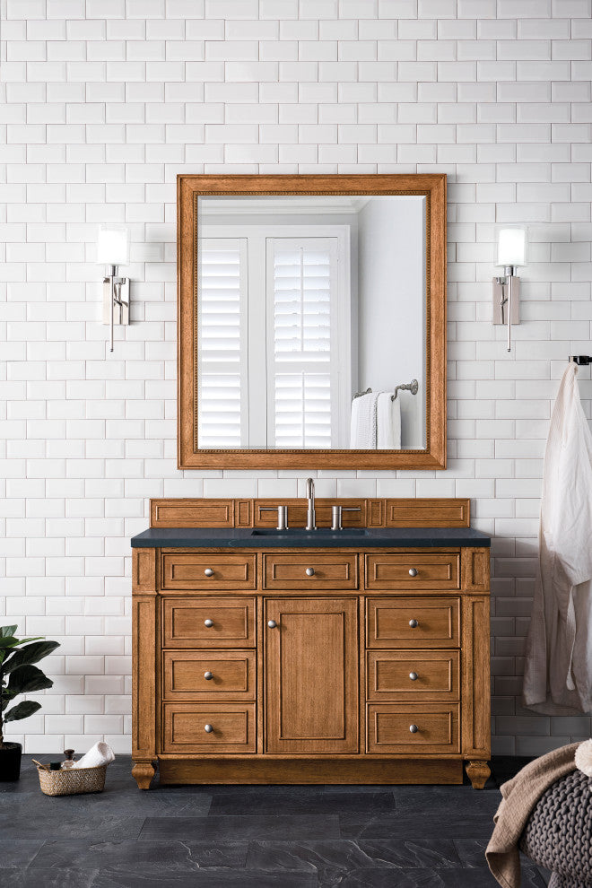 Bristol 48" Vanity, Saddle Brown, Charcoal Soapstone Quartz Top