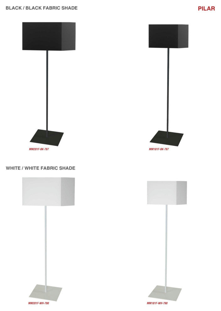 1 Light Square Floor Lamp w/ Black Shade