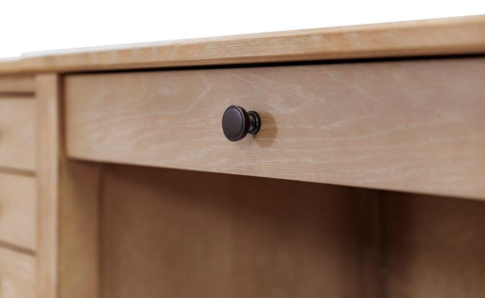 Modern Wood Credenza, Wood Office Desk, Fully Assembled Light Brown