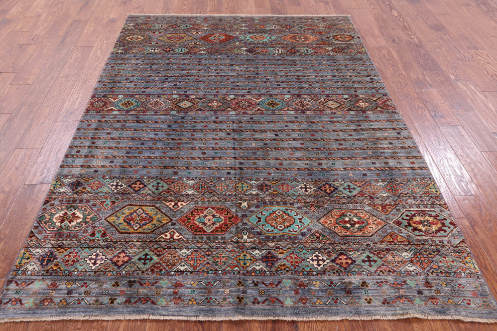 Super Kazak Khorjin Hand Knotted Wool Rug 5' 8" X 7' 10" - Q12305