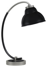 1-Light Desk Lamp, Graphite/Matte Black, 7" Double Bubble Metal Shade