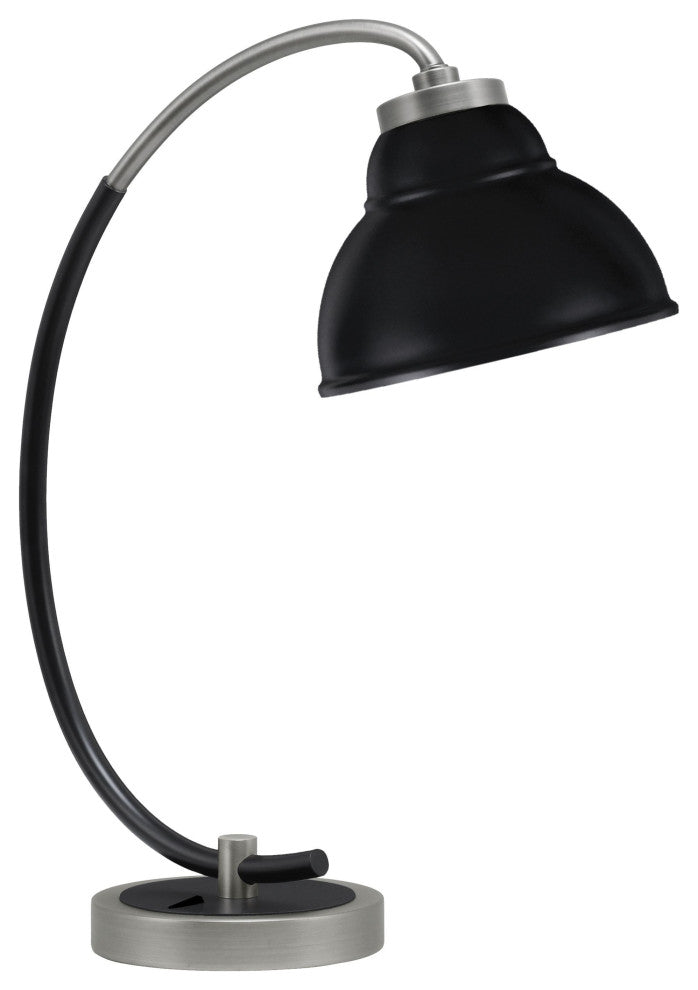 1-Light Desk Lamp, Graphite/Matte Black, 7" Double Bubble Metal Shade