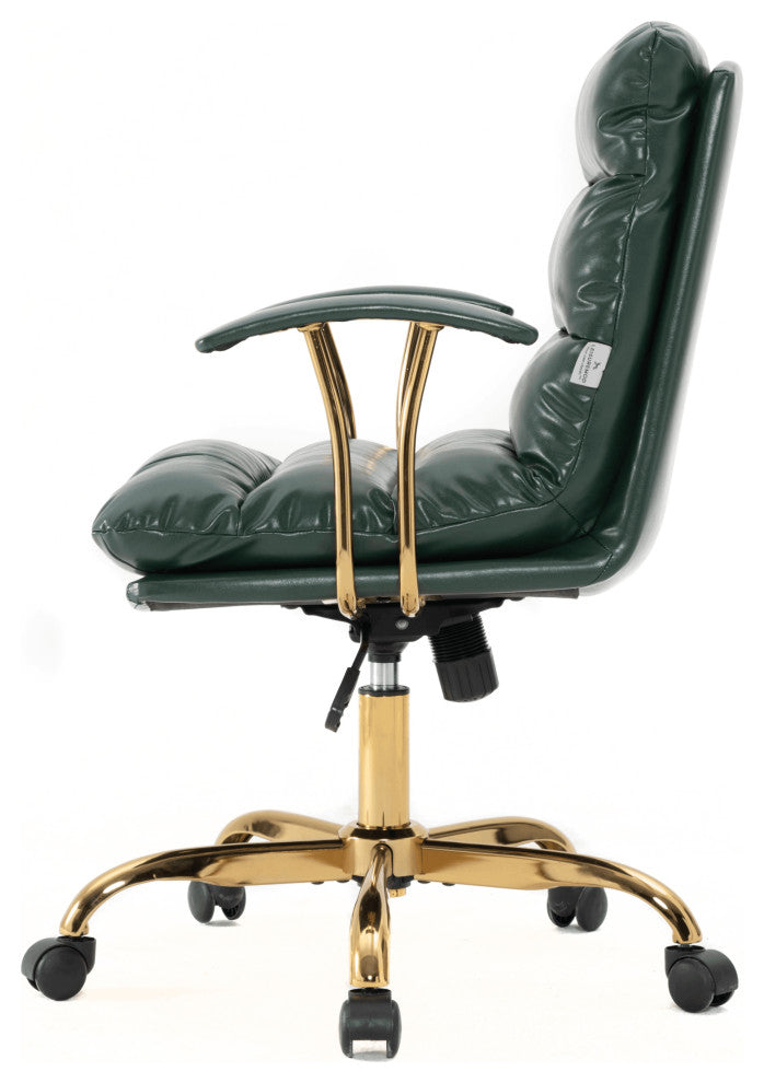 LeisureMod Regina Modern Leather Adjustable Conference Chair, Pine Green
