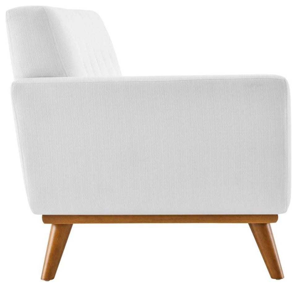 Engage Left-Arm Upholstered Fabric Loveseat White