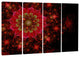 "Dark Red and Light Green Fractal Flowers" Digital Wall Art, 4 Panels, 48"x28"