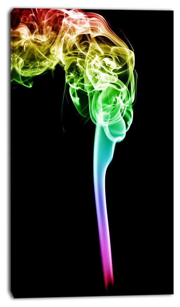 Isolated Abstract Smoke on Black, Abstract Canvas Wall Art Print, 16"x32"