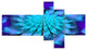 Fractal Blue Spread out Flower, Floral Art Canvas Print, 60"x32", 5 panels