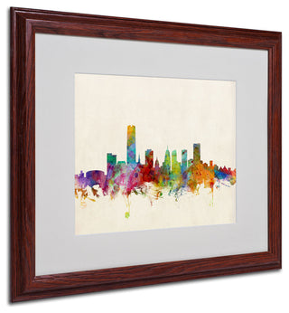 'Oklahoma City Skyline' Matted Framed Canvas Art by Michael Tompsett