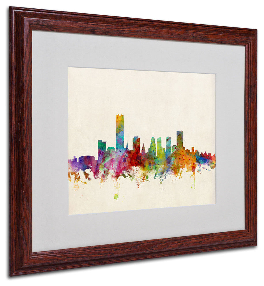 'Oklahoma City Skyline' Matted Framed Canvas Art by Michael Tompsett