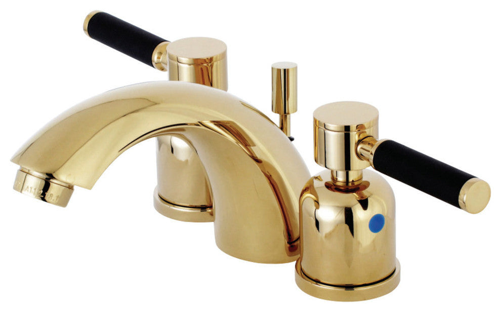 Mini-Widespread Bathroom Faucet With Pop-Up, Polished Brass