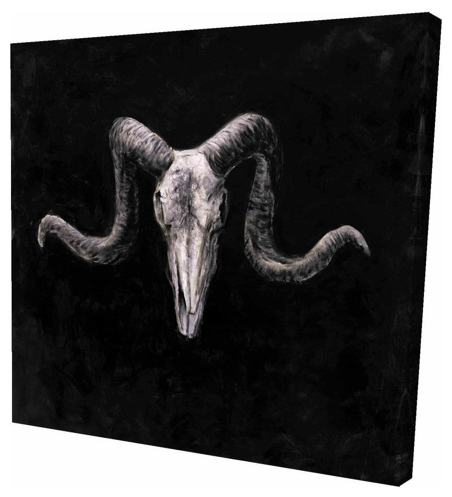 Skeletons Skulls Grunge Style, Fine Art Gallery Wrapped Canvas, 24"x24"