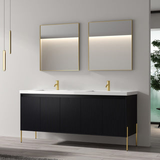 Flutie 72" Bathroom Vanity Kit, Charcoal With White Sink