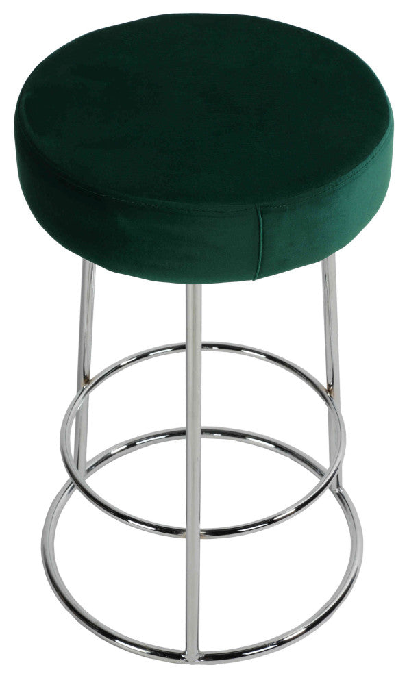 Bodiam Counterstool, Green Velvet and Chrome, 24"