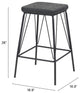 Bar Stool Chair Barstool, Set of 2, Faux Vinyl Leather, Steel, Vintage Black