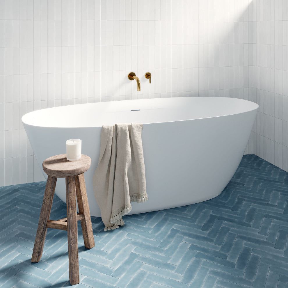 Perlato Treviso Eco-Lapistone Freestanding Soaking Tub, 67"