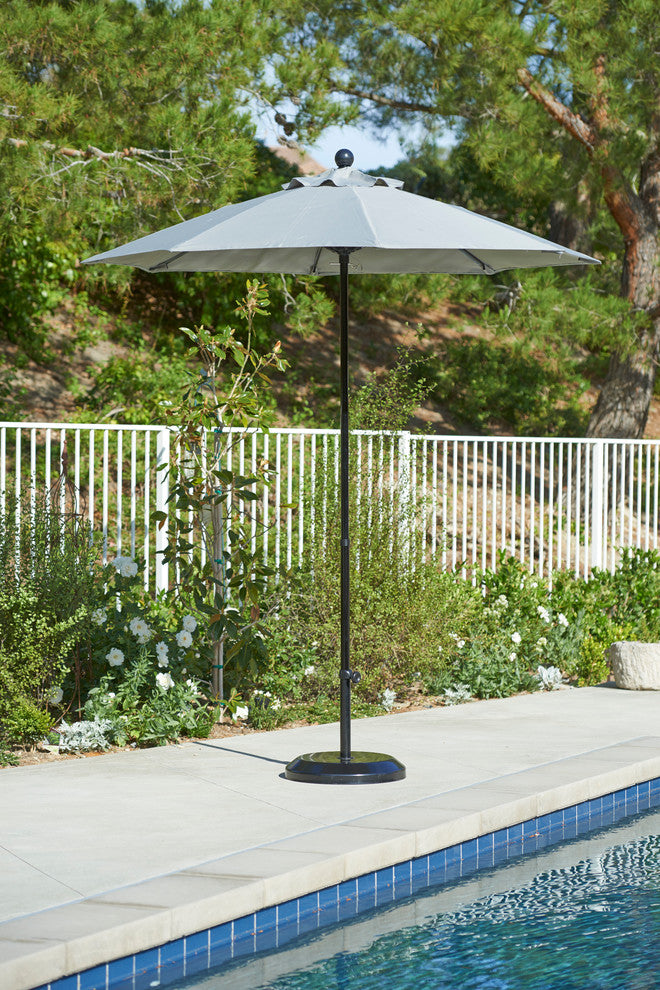 7.5'  Black Push Lift Fiberglass Umbrella, Pacific Blue Pacifica
