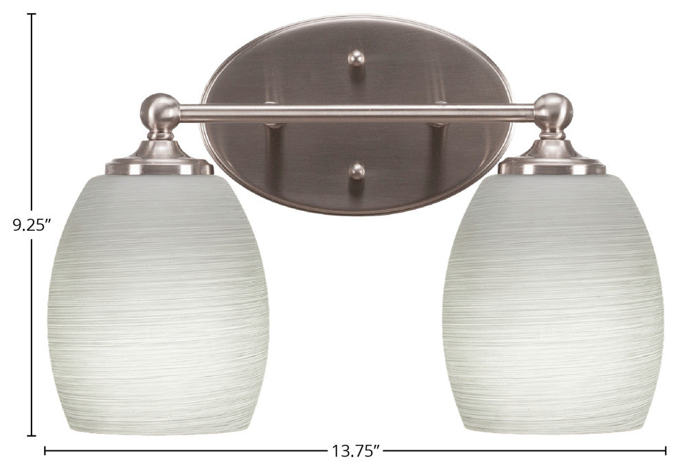 Capri 2-Light Bath Bar, Brushed Nickel/White Linen