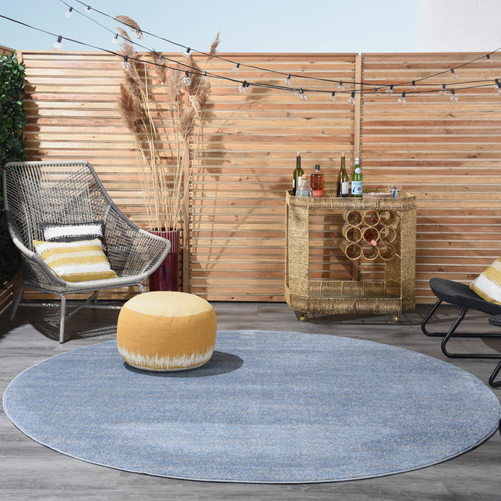 Nourison Essentials 8' x Round Blue/Grey Outdoor Area Rug
