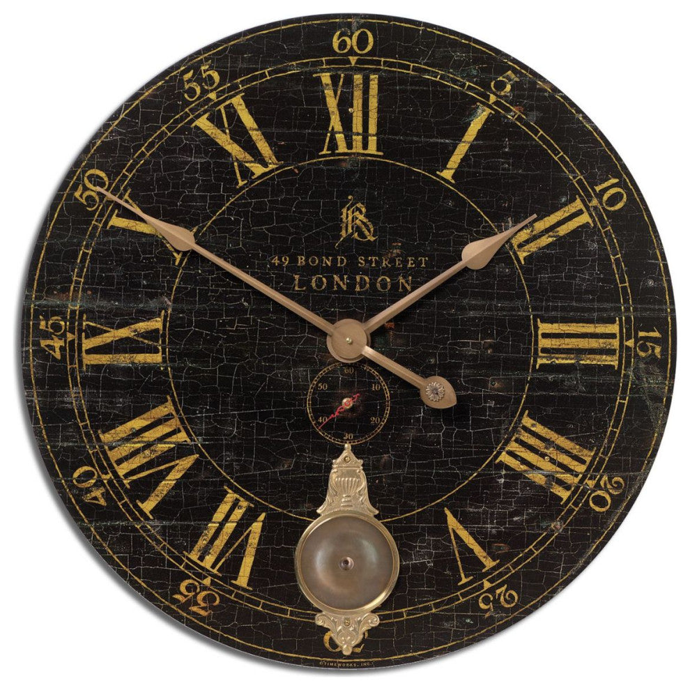 Uttermost Bond Street 30" Black Wall Clock