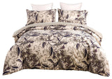 Wispy Leaf Taupe Gray Microfiber Duvet Cover, Cal King