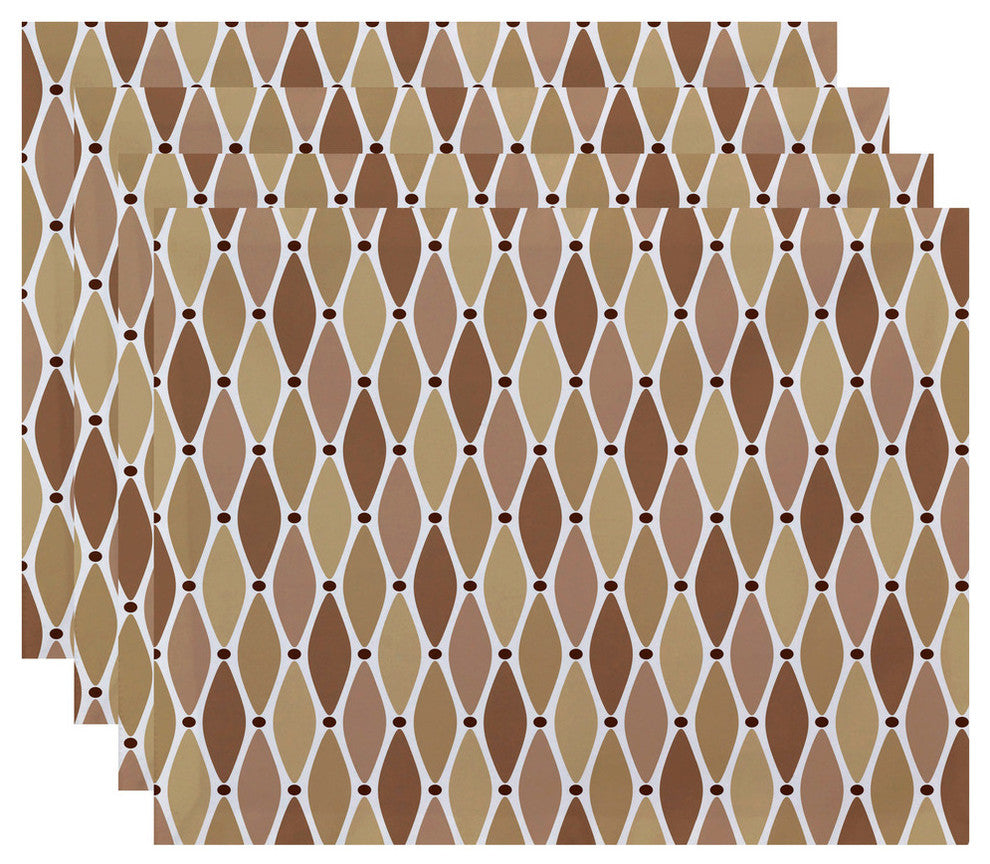 18"x14" Wavy, Geometric Print Placemat, Taupe, Set of 4