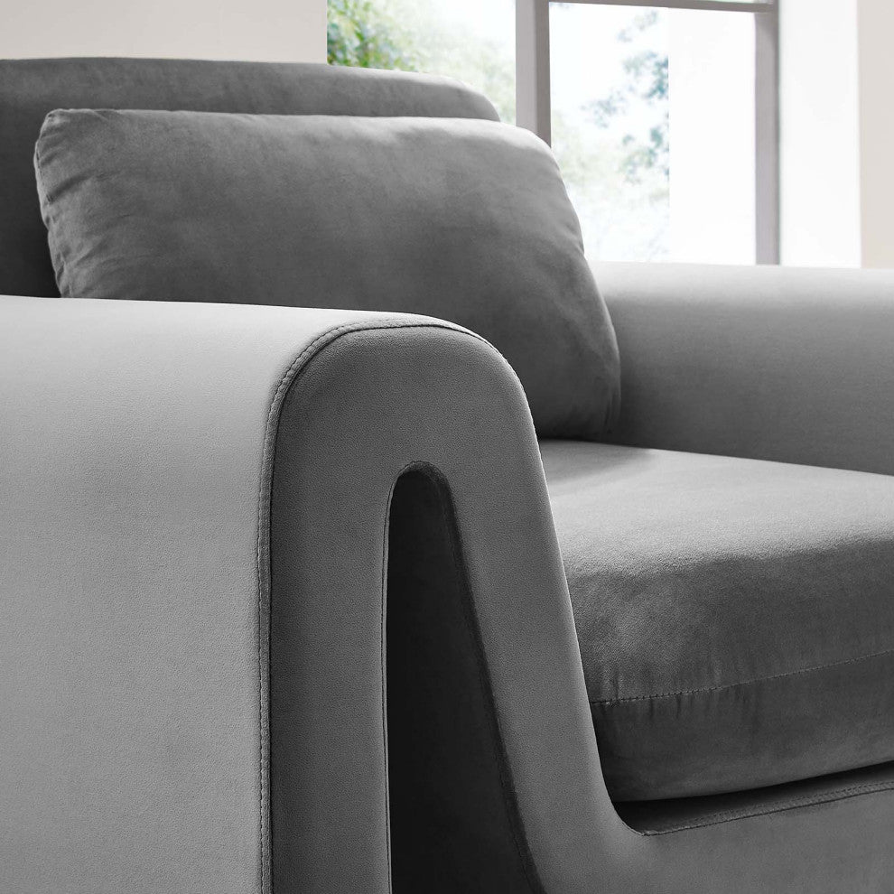 Waverly Performance Velvet Armchair - Gray