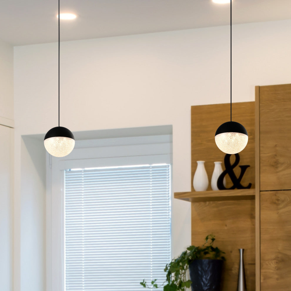 Ravello 5" ETL Certified Integrated LED Pendant Lighting Fixture, Black