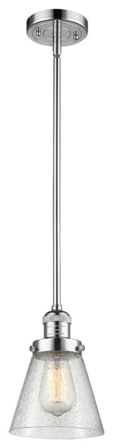 Large Cone LED Pendant, Polished Chrome, Glass: Seedy