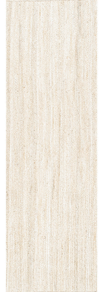 Nuloom Rigo Hand Woven Farmhouse Jute Area Rug, Off White 2'6"x12'