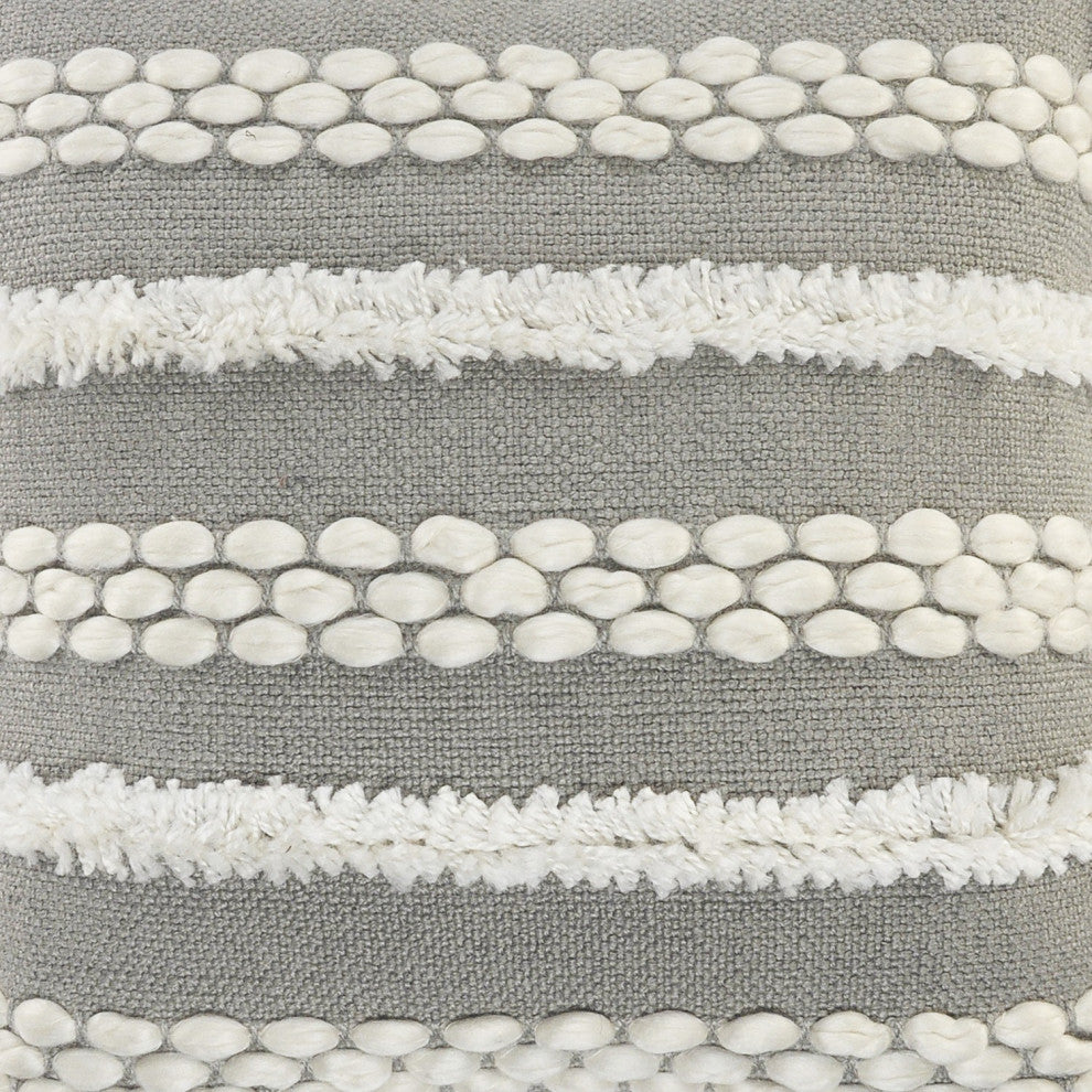 Gray Textured and Tufted Throw Pillow