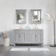 60 In Bath Vanity Set with 2 Mirror Cabinets, Quartz Top, 2 cUPC Certified Sinks, Titanium Grey