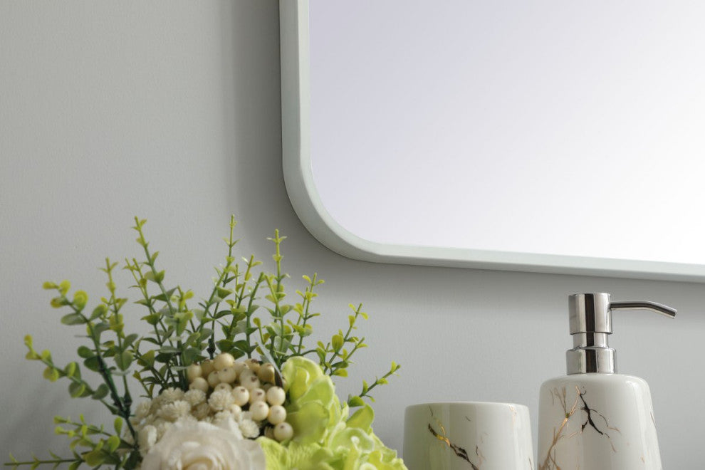 Ellis Soft Corner Metal Rectangular Mirror, White, 36"x40"