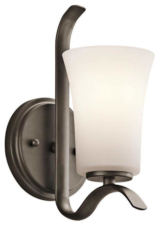 Kichler Armida Wall Sconce 1-Light, Olde Bronze, Satin Etched White