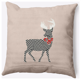 Merry Deer Decorative Throw Pillow, Taupe, 16"x16"