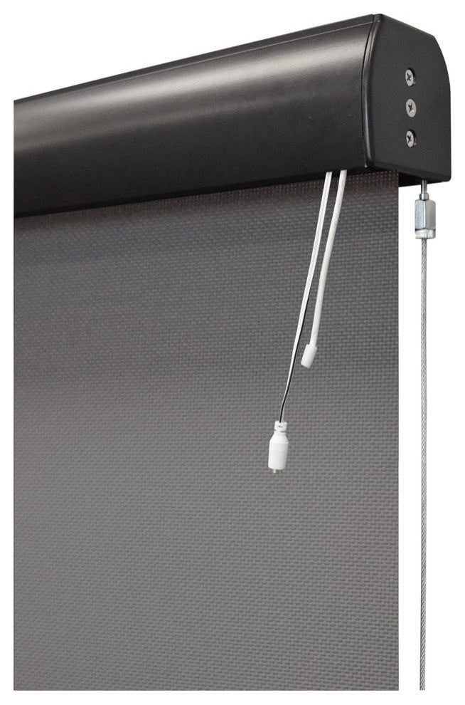 Supreme Rechargeable Motor Outdoor Sun Shade With Protective Valance, Lava Stone