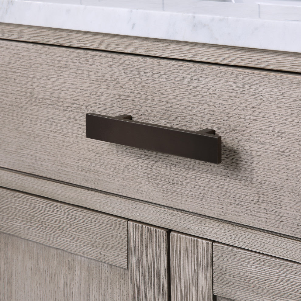 Chestnut 30" Bath Vanity, Grey Oak, Mirror, Oil-Rubbed Bronze Hardware