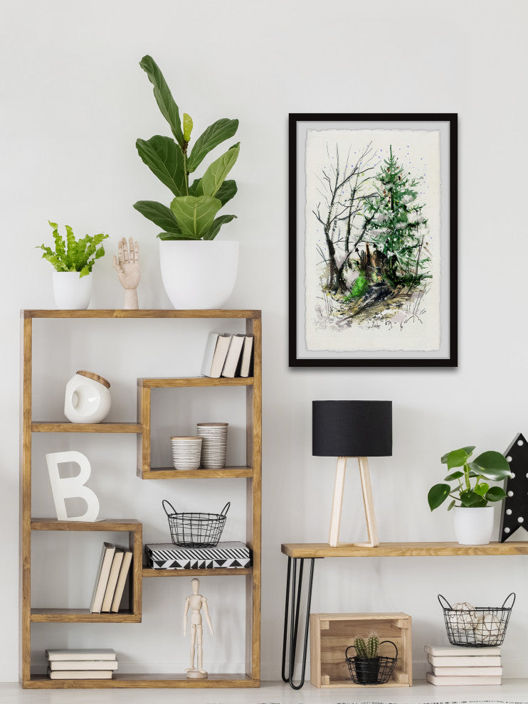 "Christmas Tree Found" Framed Painting Print, 12x18