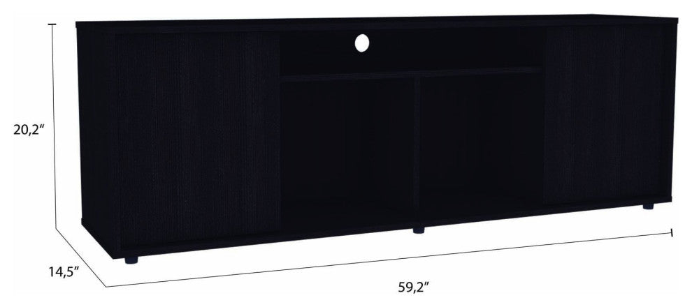 Black TV Stand Media Center With Two Cabinets
