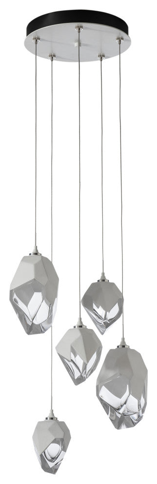 Chrysalis 5-Light Mixed Crystal Pendant White Finish- Long, White Crystal