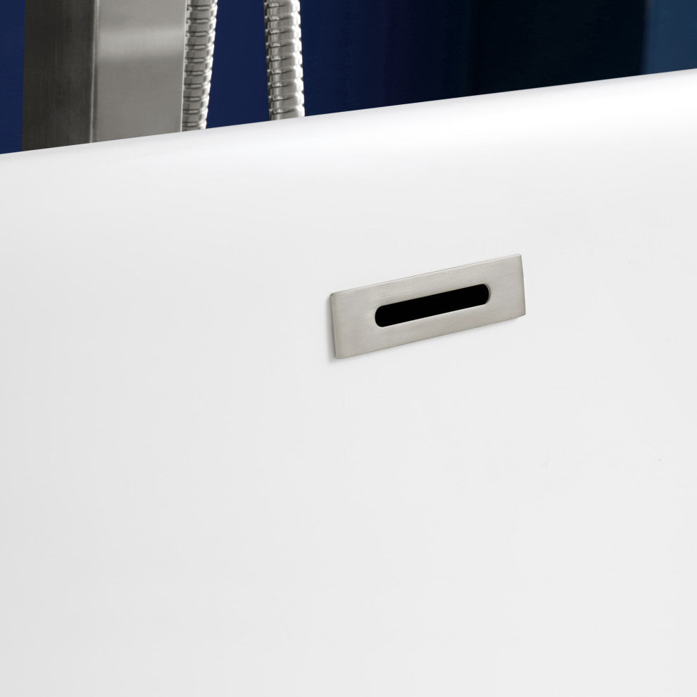 OVE Decors Draco 59" Seamless White Acrylic Freestanding Rectangular Bathtub