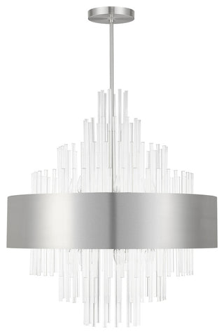 14 Light Brushed Nickel Large Pendant Chandelier