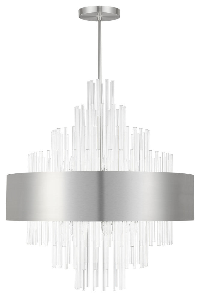 14 Light Brushed Nickel Large Pendant Chandelier
