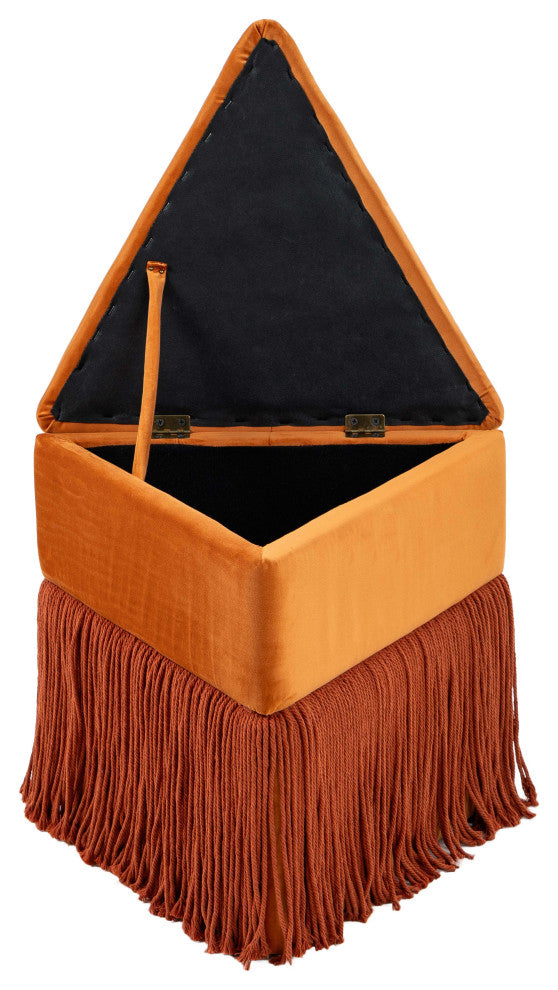 Trivoli Upholstered Ottoman/Stool, Cognac, Velvet
