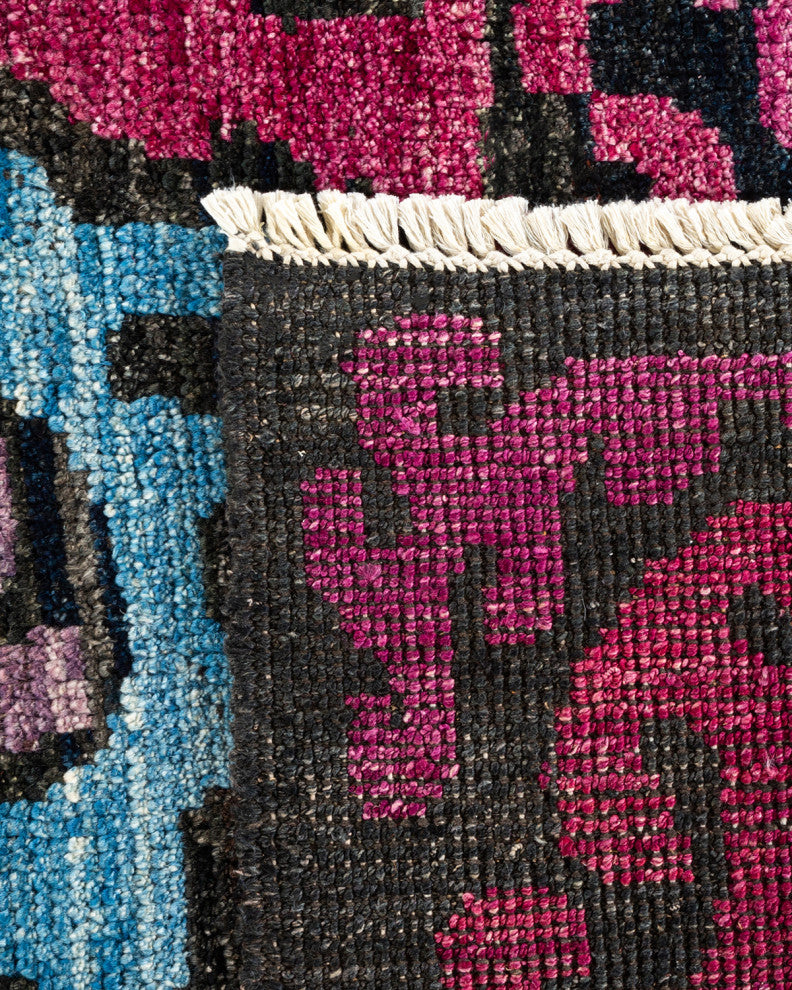 Modern, One-of-a-Kind Hand-Knotted Area Rug Black, 8' 8 x 10' 1