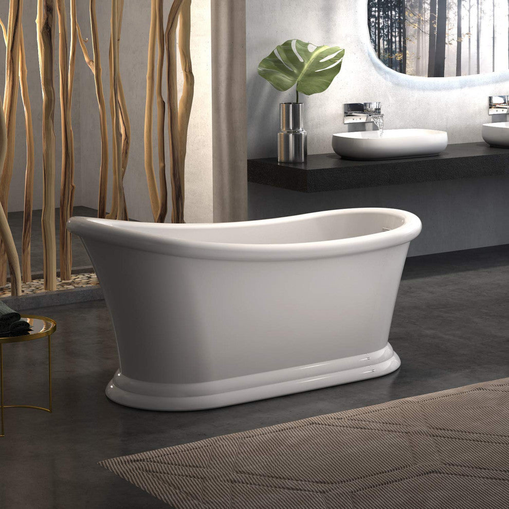 HEATGENE 67" Acrylic Freestanding Bathtub Contemporary Soaking Tub